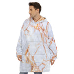 Grey Bronze Marble Print Hoodie Blanket