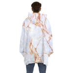 Grey Bronze Marble Print Hoodie Blanket
