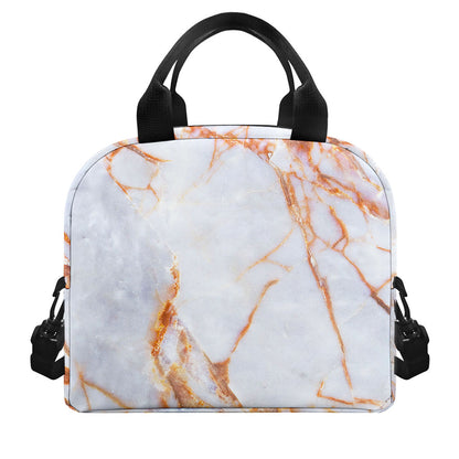 Grey Bronze Marble Print Insulated Lunch Bag