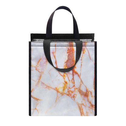 Grey Bronze Marble Print Insulated Lunch Tote