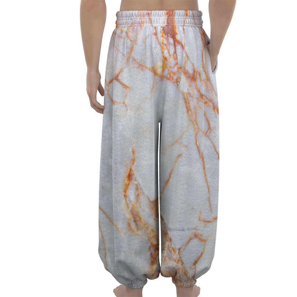 Grey Bronze Marble Print Lantern Pants