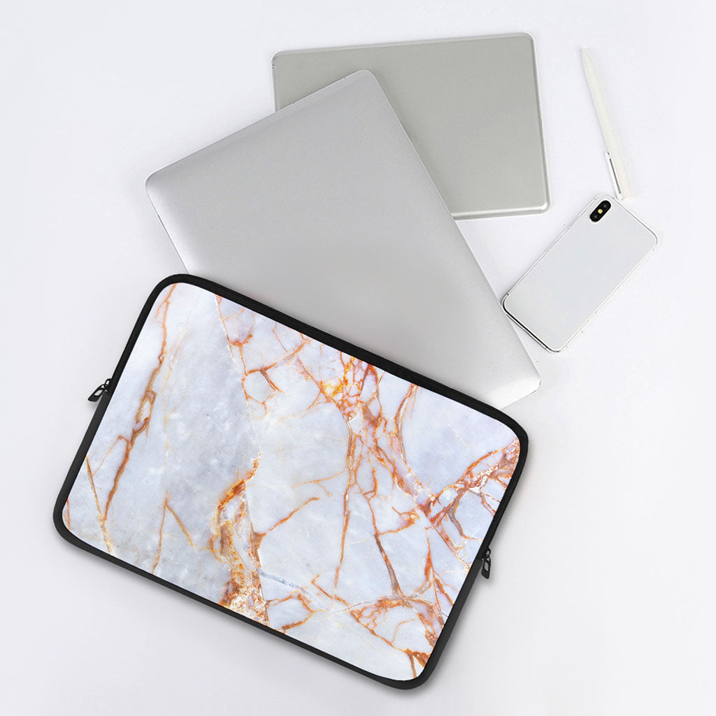 Grey Bronze Marble Print Laptop Sleeve