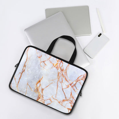 Grey Bronze Marble Print Laptop Sleeve With Handle