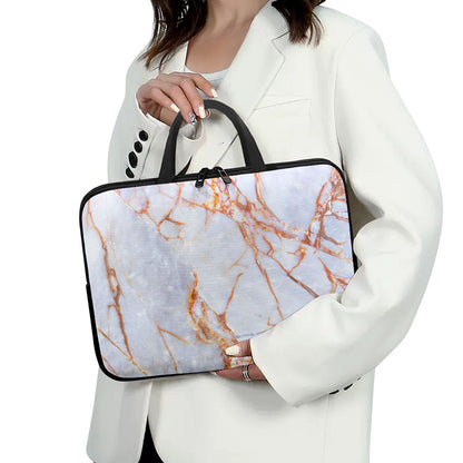 Grey Bronze Marble Print Laptop Sleeve With Handle