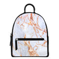 Grey Bronze Marble Print Leather Backpack