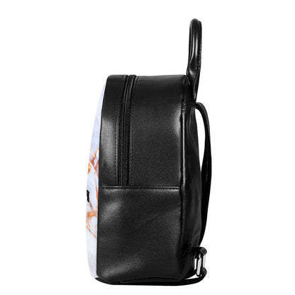 Grey Bronze Marble Print Leather Backpack