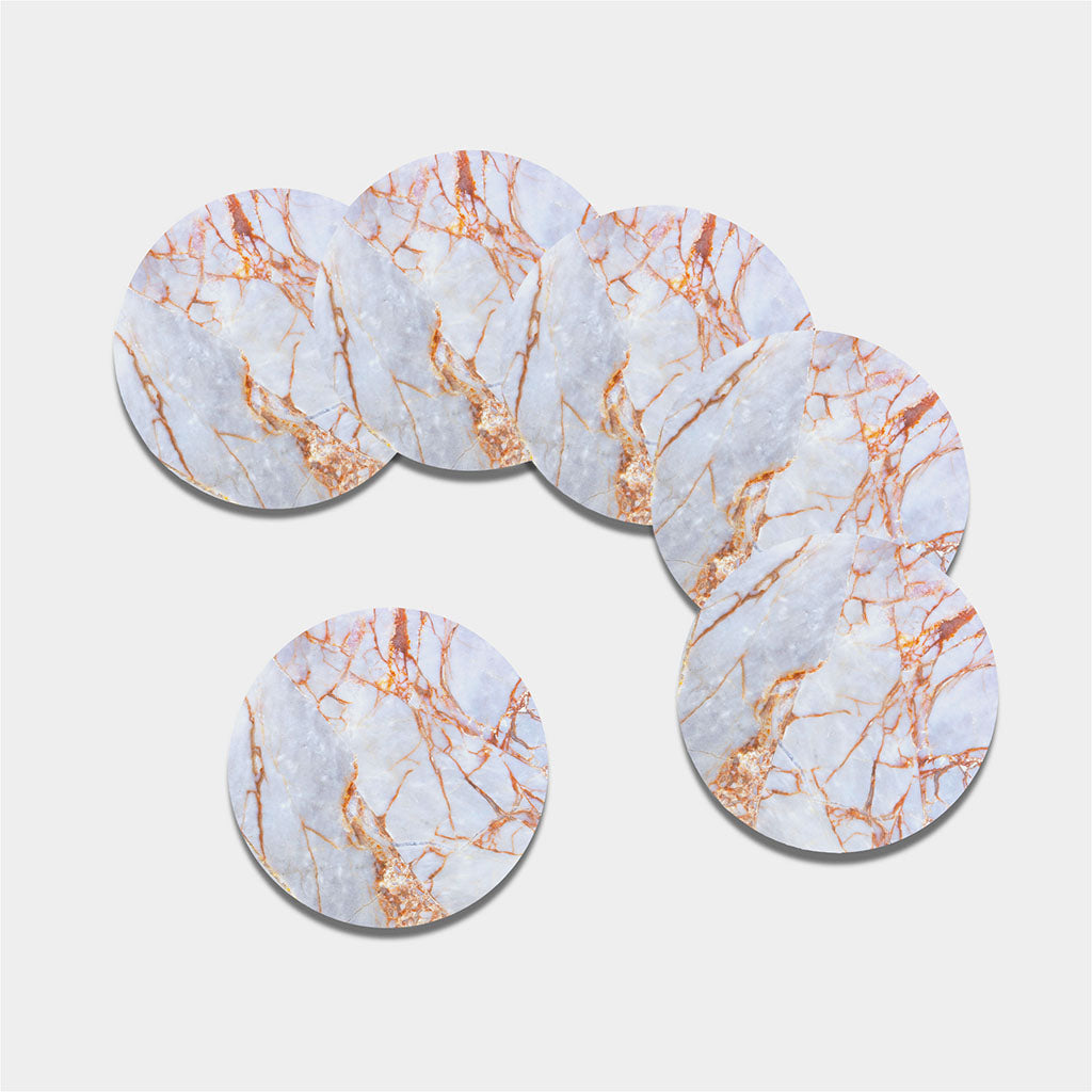 Grey Bronze Marble Print Leather Coaster Set