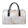 Grey Bronze Marble Print Leather Duffel Bag
