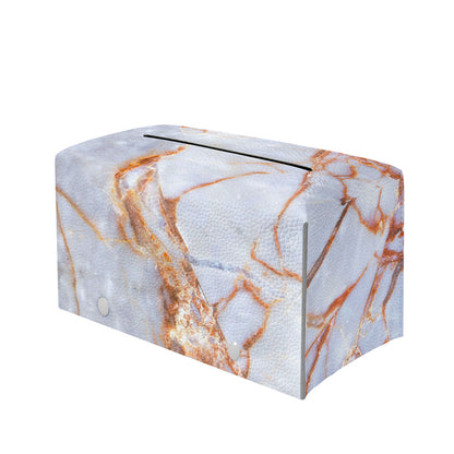 Grey Bronze Marble Print Leather Tissue Box Cover