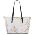 Grey Bronze Marble Print Leather Tote Bag With Zipper
