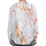 Grey Bronze Marble Print Long Sleeve Baseball Jersey