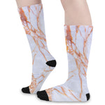 Grey Bronze Marble Print Long Socks