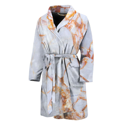 Grey Bronze Marble Print Men's Bathrobe