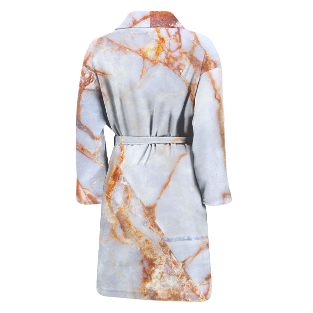 Grey Bronze Marble Print Men's Bathrobe