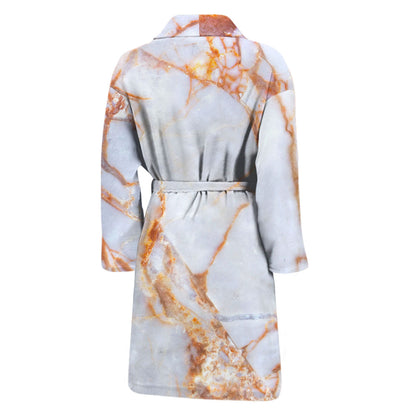 Grey Bronze Marble Print Men's Bathrobe