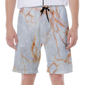 Grey Bronze Marble Print Men's Beach Shorts