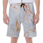 Grey Bronze Marble Print Men's Beach Shorts