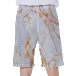Grey Bronze Marble Print Men's Beach Shorts
