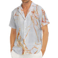 Grey Bronze Marble Print Men's Deep V-Neck Shirt