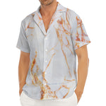 Grey Bronze Marble Print Men's Deep V-Neck Shirt
