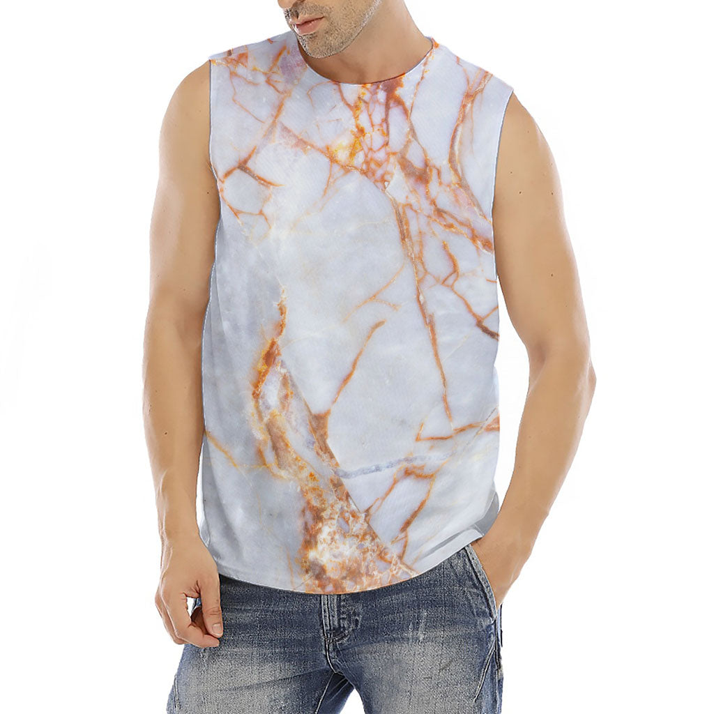 Grey Bronze Marble Print Men's Fitness Tank Top