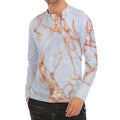 Grey Bronze Marble Print Men's Long Sleeve Rash Guard