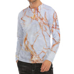 Grey Bronze Marble Print Men's Long Sleeve Rash Guard