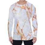 Grey Bronze Marble Print Men's Long Sleeve T-Shirt