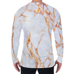 Grey Bronze Marble Print Men's Long Sleeve T-Shirt