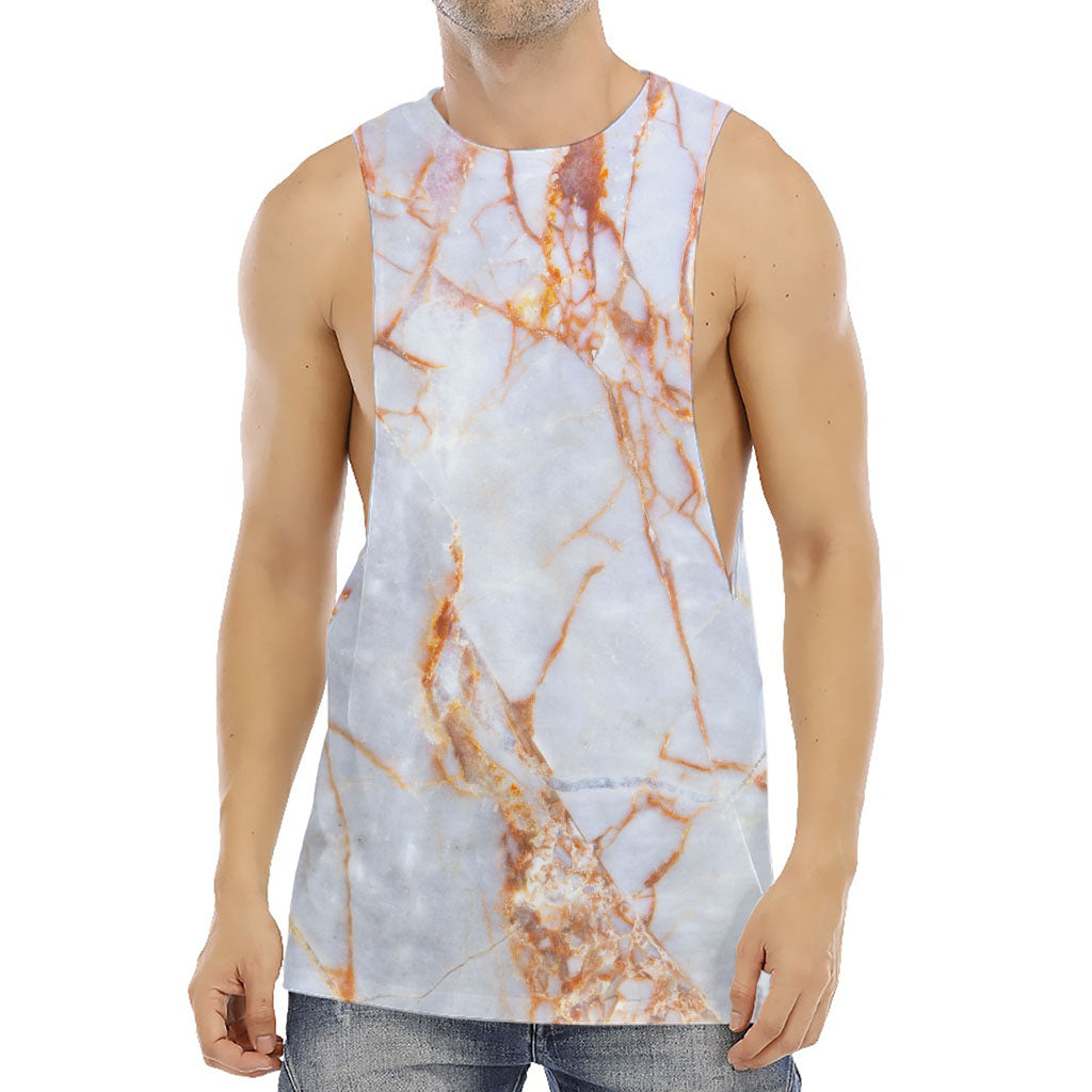 Grey Bronze Marble Print Men's Muscle Tank Top