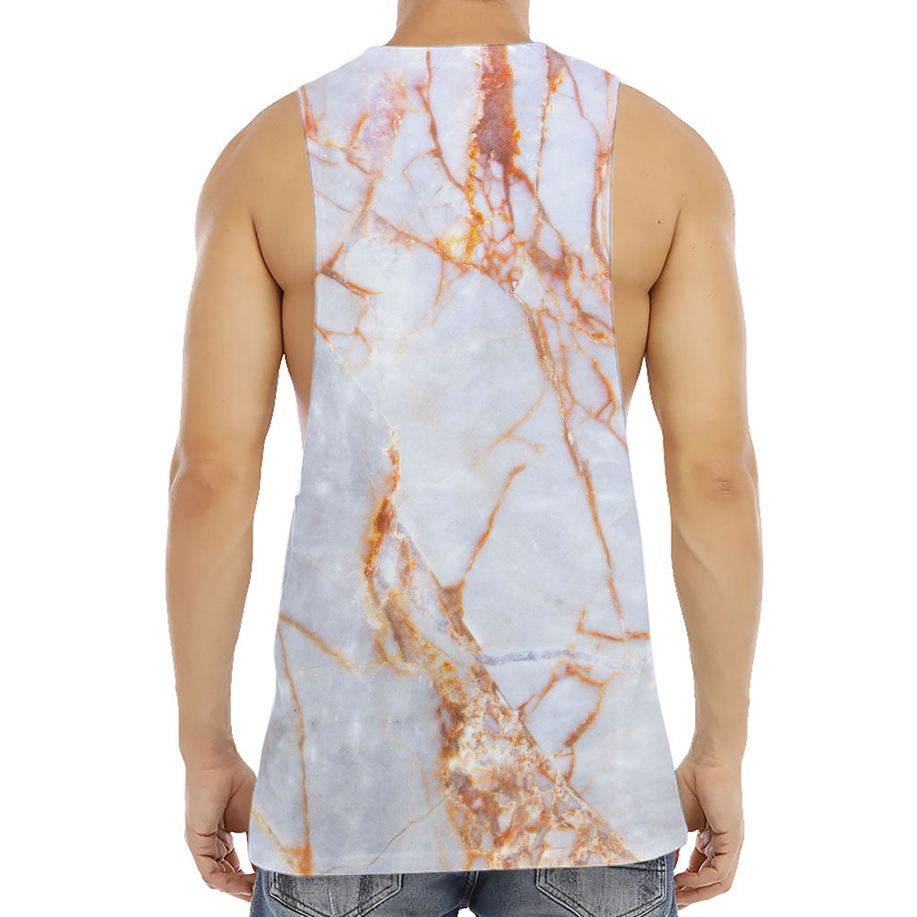 Grey Bronze Marble Print Men's Muscle Tank Top