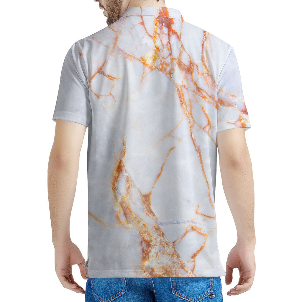 Grey Bronze Marble Print Men's Polo Shirt