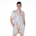 Grey Bronze Marble Print Men's Romper
