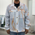 Grey Bronze Marble Print Men's Shirt Jacket