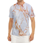 Grey Bronze Marble Print Men's Short Sleeve Rash Guard