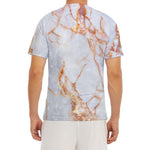 Grey Bronze Marble Print Men's Short Sleeve Rash Guard