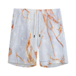 Grey Bronze Marble Print Men's Sports Shorts