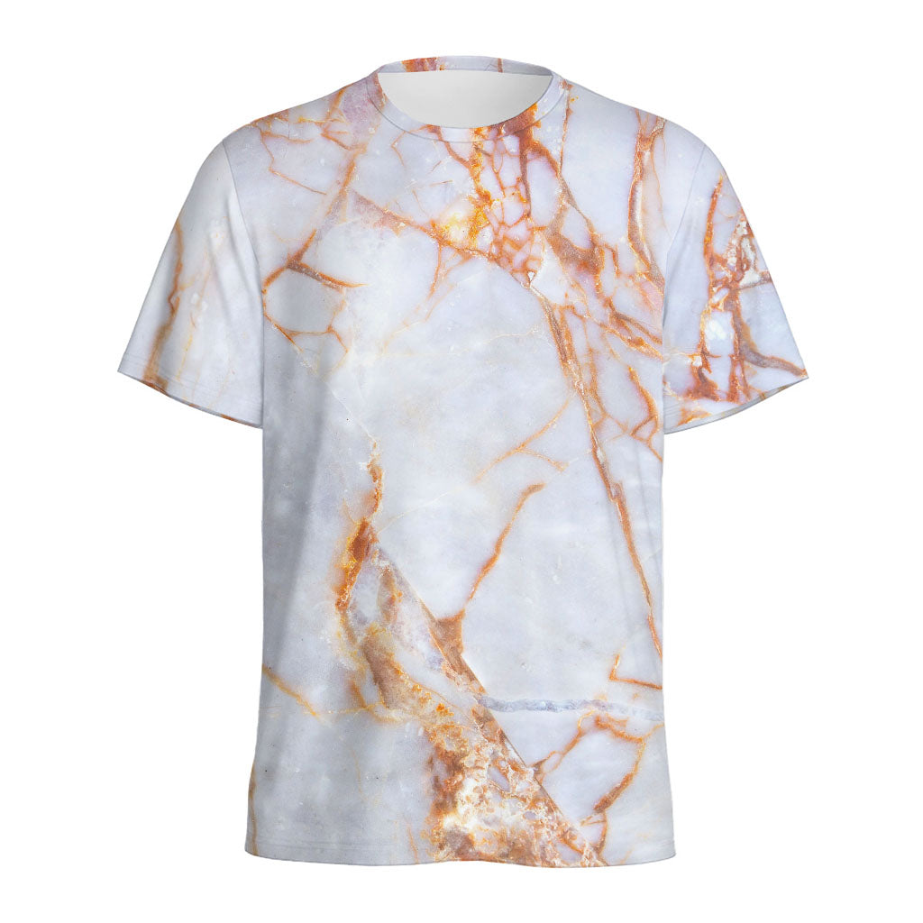 Grey Bronze Marble Print Men's Sports T-Shirt