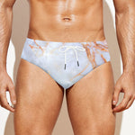 Grey Bronze Marble Print Men's Swim Briefs