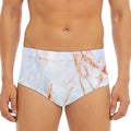 Grey Bronze Marble Print Men's Triangle Swim Briefs