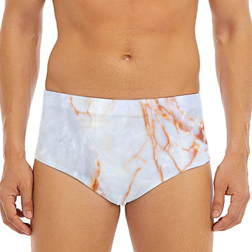 Grey Bronze Marble Print Men's Triangle Swim Briefs