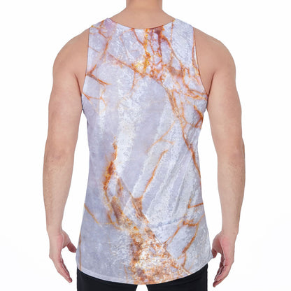 Grey Bronze Marble Print Men's Velvet Tank Top