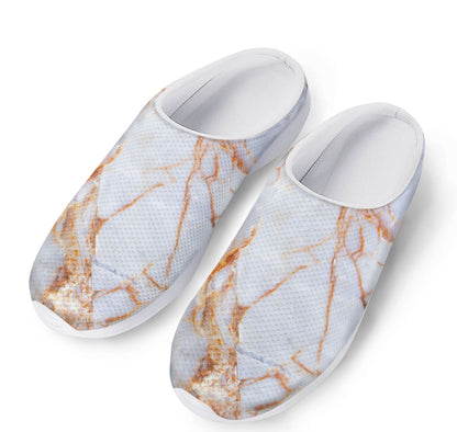 Grey Bronze Marble Print Mesh Casual Shoes