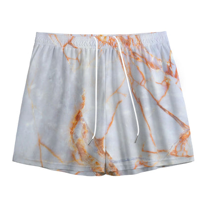 Grey Bronze Marble Print Mesh Shorts