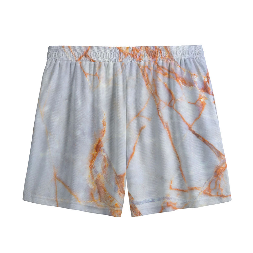 Grey Bronze Marble Print Mesh Shorts