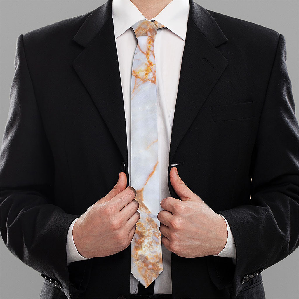 Grey Bronze Marble Print Necktie