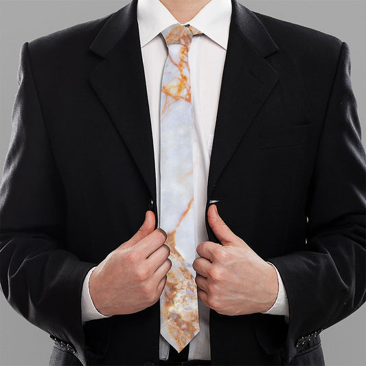 Grey Bronze Marble Print Necktie