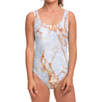 Grey Bronze Marble Print One Piece Swimsuit
