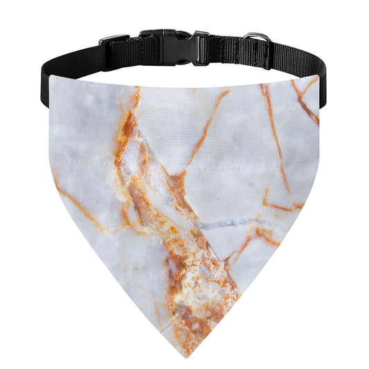 Grey Bronze Marble Print Over The Collar Dog Bandana