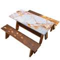 Grey Bronze Marble Print Picnic Table Cover